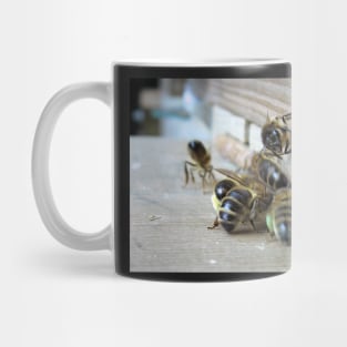 What's for dinner, girls? Honeybees at the hive entrance Mug